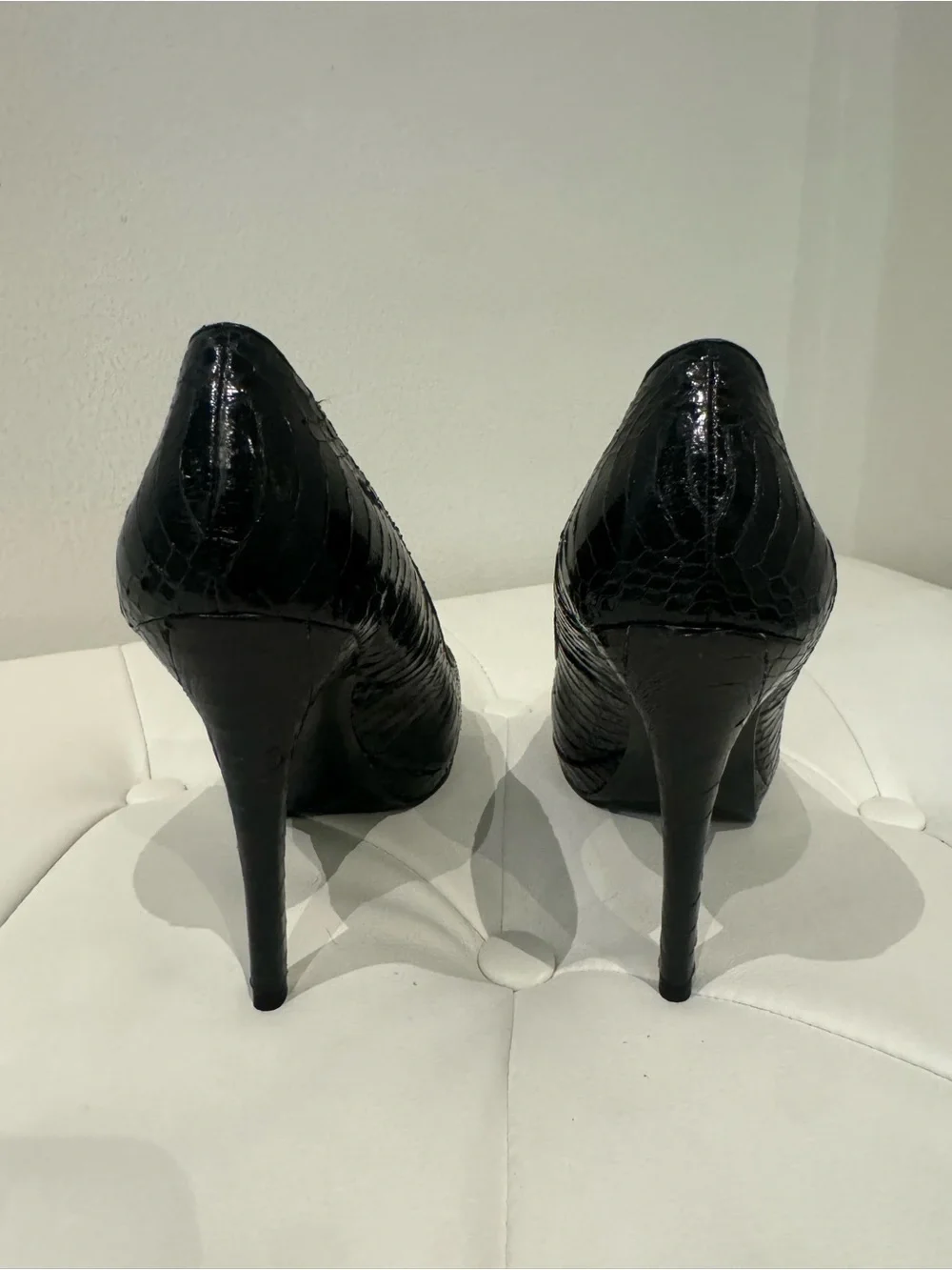 Lauren Ralph Lauren Black Snake-Embossed Stiletto Pumps